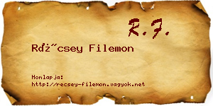 Récsey Filemon névjegykártya